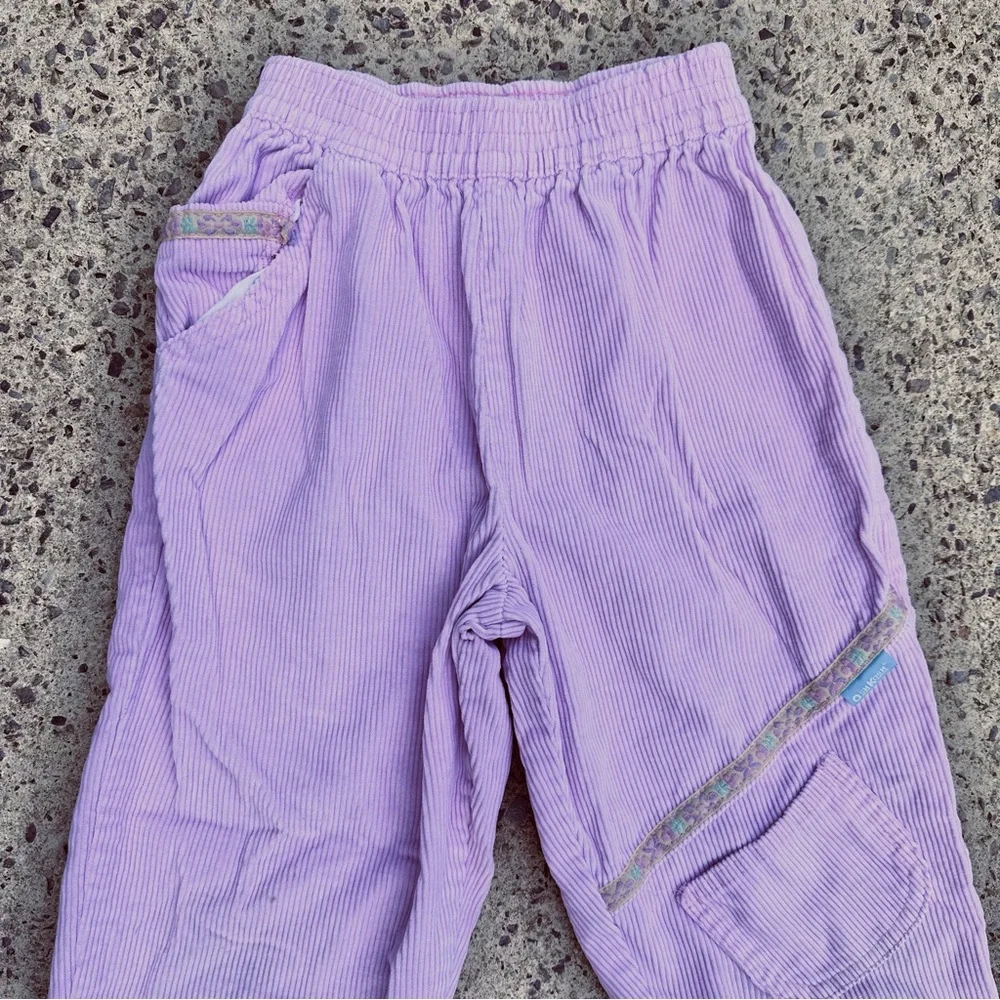 Vintage 80s 90s Oshkosh B'Gosh Pink Corduroy Floral Trim Pants Size 6